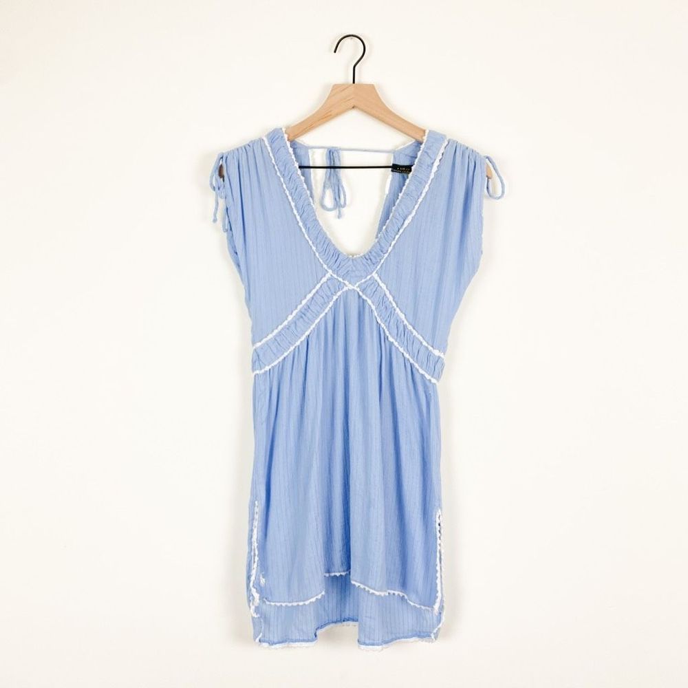 POLO Ralph Lauren Sleeveless Baby Blue Babydoll Tunic Deep V Back